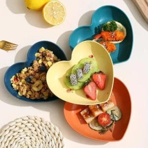 Alternative view of 10 PCs Heart Shape Plate Set with Holder – Elegant Colorful Tableware