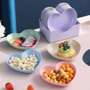 Heart Shape 10 PCs Plate Set With Holder