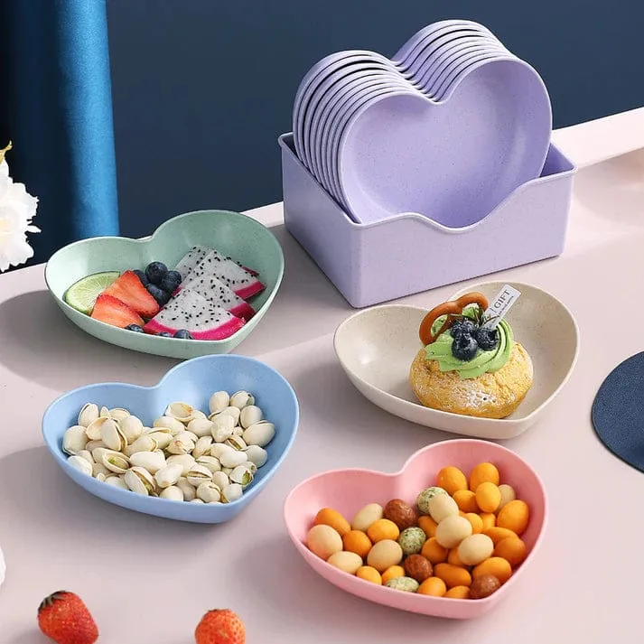 Heart Shape 10 PCs Plate Set With Holder