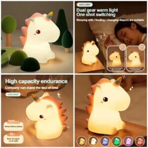 Rechargeable Unicorn Character Lamp – 3-Mode Kids Night Light