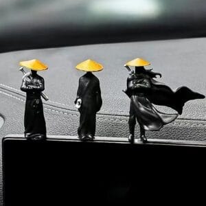 Alternative view of 3pcs Mini Samurai Statue Set – Japanese Samurai Figurine Ornaments for Car Dashboard & Desk Decor