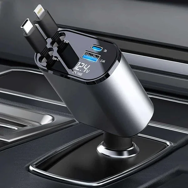 4-In-1 Retractable Car Mobile Fast Charger