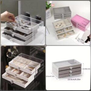 Acrylic Velvet Jewelry Box – 3-Layer Luxury Organizer for Precious Accessories