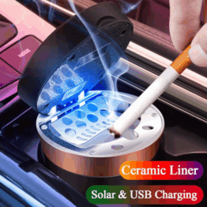 Alternative view of Car Ceramic Ashtray with Detachable Solar Energy Lighter – Smokeless, Odor-Blocking Ashtray for Car Interior