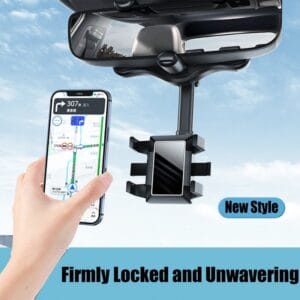 Alternative view of Universal 360° Car Rearview Mirror Phone Holder – Adjustable Rotating Mobile Mount for Safe Driving