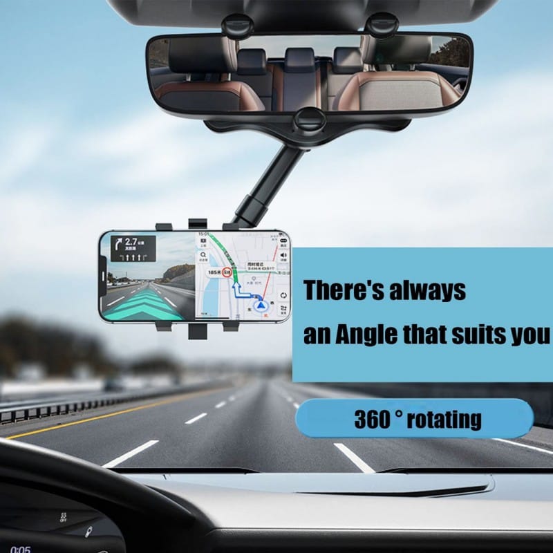 Universal 360° Car Rearview Mirror Phone Holder – Adjustable Rotating Mobile Mount for Safe Driving - Image 3