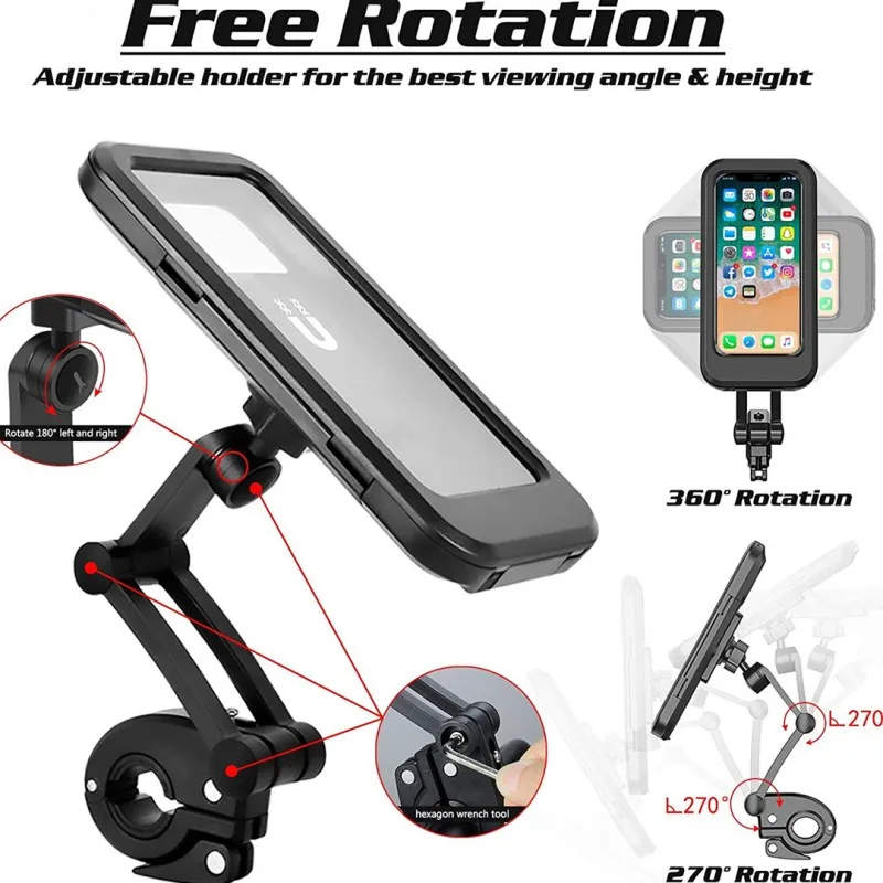 Waterproof Bike Phone Mount – 360° Handlebar Mobile Holder with Touch-Friendly Case for Bicycles & Motorbikes - Image 3