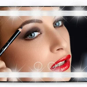 Alternative view of Car Sun Visor Mirror with 60 LED Lights, 3 Color Modes & Dimmable Touch Screen | Travel Vanity Mirror