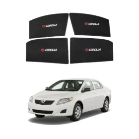 Toyota Corolla High Quality Sun Shade with Logo 4Pcs – Black – 2008-2012