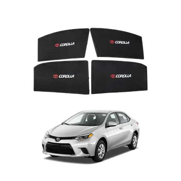 Toyota Corolla High Quality Sun Shade with Logo 4Pcs – Black – 2014-2021