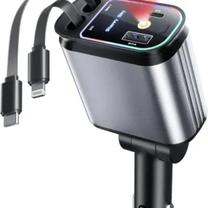 Alternative view of 4 in 1 Fast Charging Car Charger with LED Ambient Light | Dual USB Port | Universal Car Mobile Charger | car charger with starlight