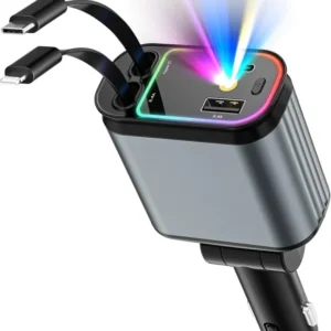 4 in 1 Fast Charging Car Charger with LED Ambient Light