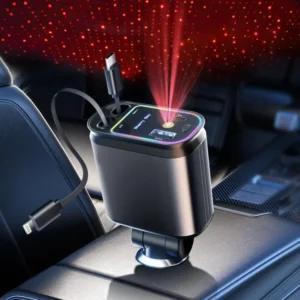 4 in 1 Fast Charging Car Charger with LED Ambient Light
