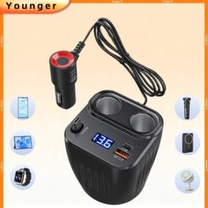 Alternative view of 5-Port Car Charger Cup with Retractable Cable – Fast Multi-Device Charging Solution