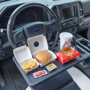 2-in-1 Car Steering Wheel Tray | 10 Smart Features for Laptop & Food Use