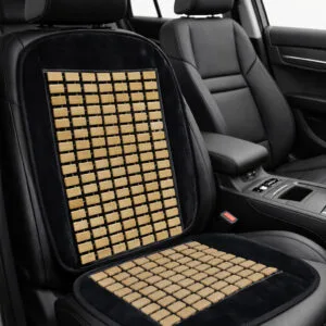 Alternative view of Plush Velvet Flat Massage Wooden Bead Car Seat Cover – Black – 2pcs