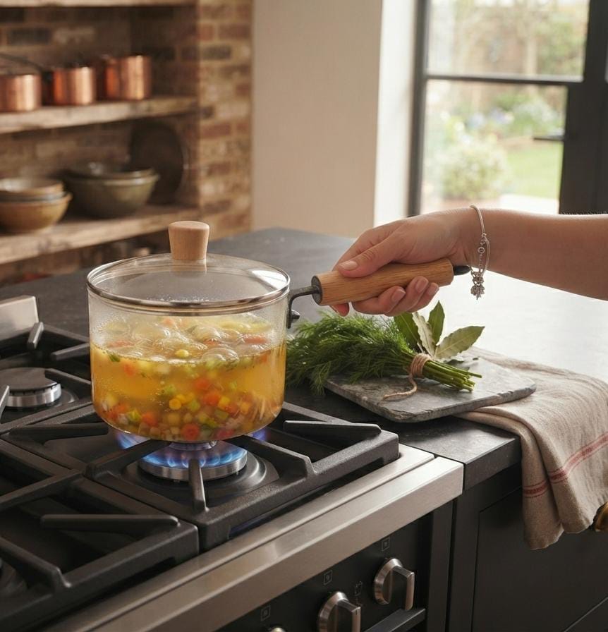 Premium Glass Saucepan with Wooden Handle & Lid - Image 6