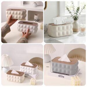 Bubble Tissue Box With Wooden Lid