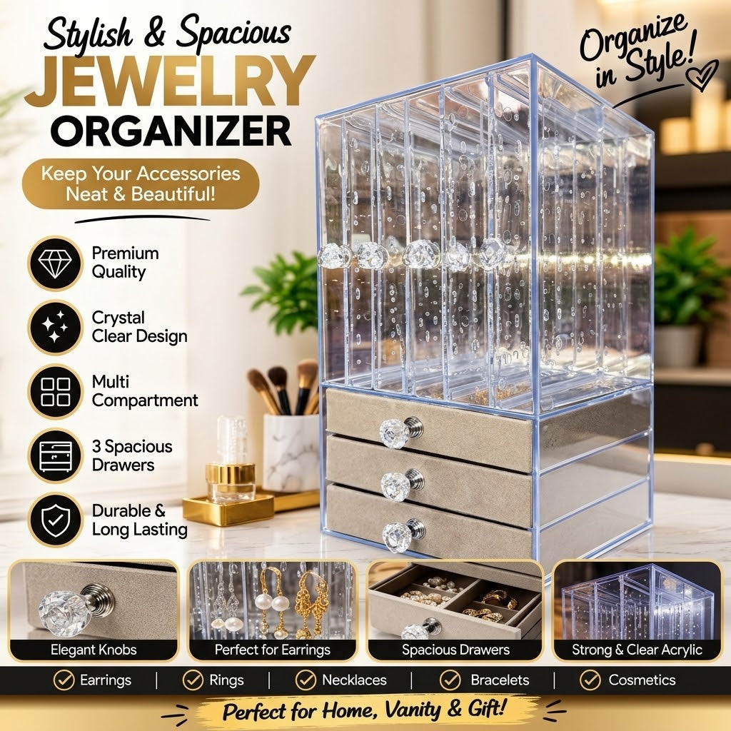Luxury Multi Layer Jewellery Storage Box 4 + 3 Velvet Drawer - Image 2
