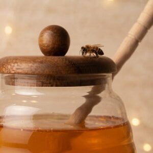 Alternative view of Premium Glass Honey Jar with Wooden Lid & Honey Dipper