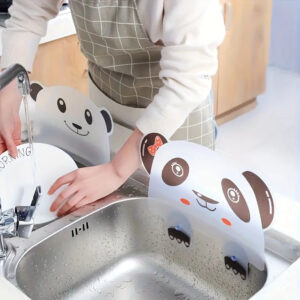 Kitchen Sink Guard, Cute Panda Anti Water Baffle Board with Attached Kitchen Sink Tool