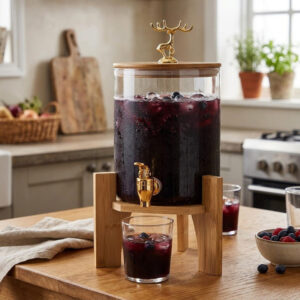 Alternative view of Glass Beverage Dispenser with Bamboo Stand 3.6 Liter