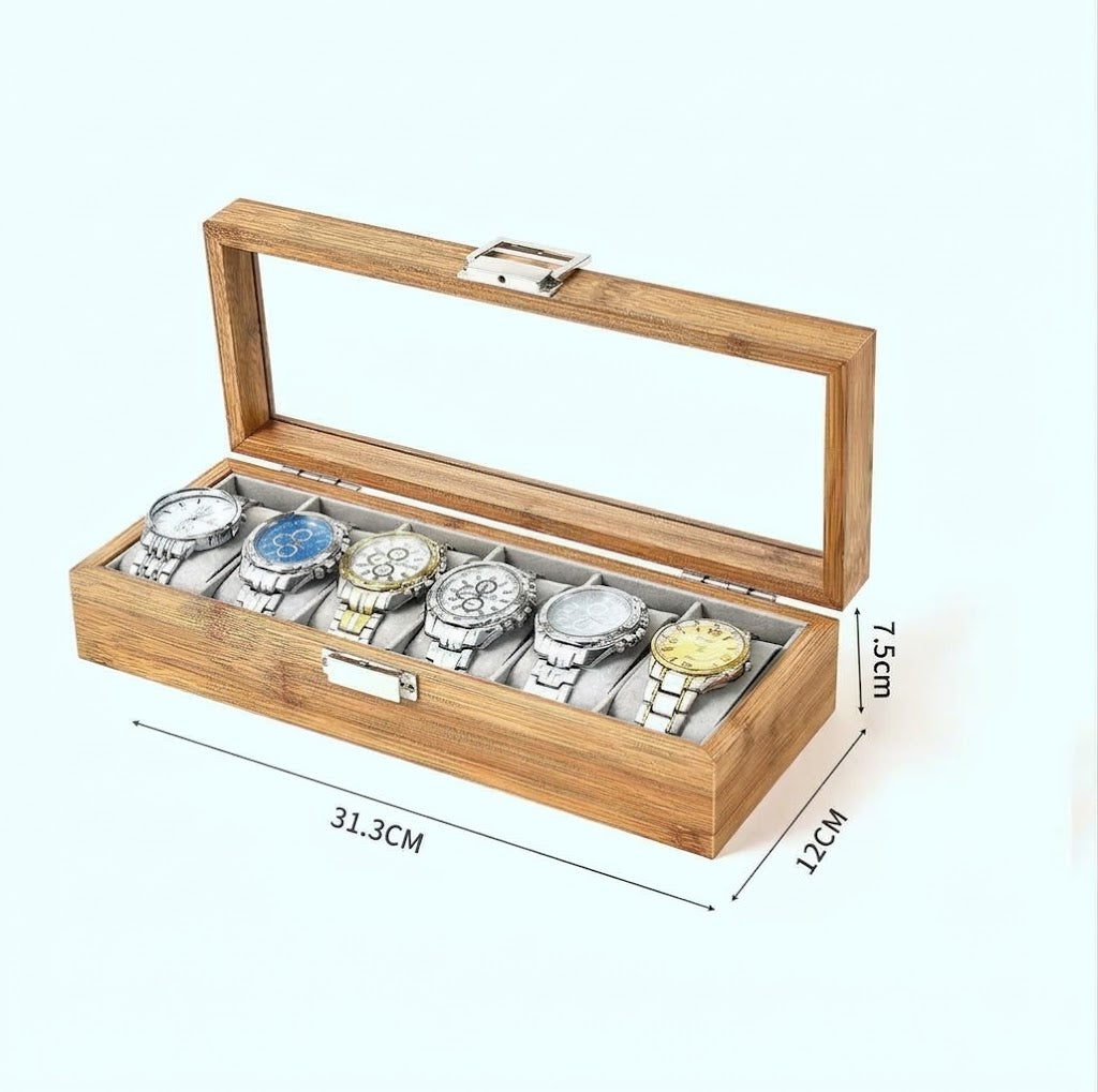 Premium Luxury Bamboo Watch Organizer - Image 3