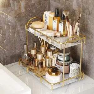 Alternative view of 2-Layer Cosmetic Organizer Shelf – Makeup & Skincare Storage Rack