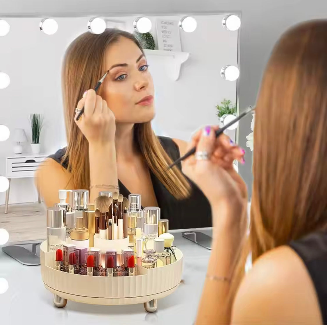 360° Rotating Cosmetic Organizer Tray – Luxury Makeup Storage - Image 3