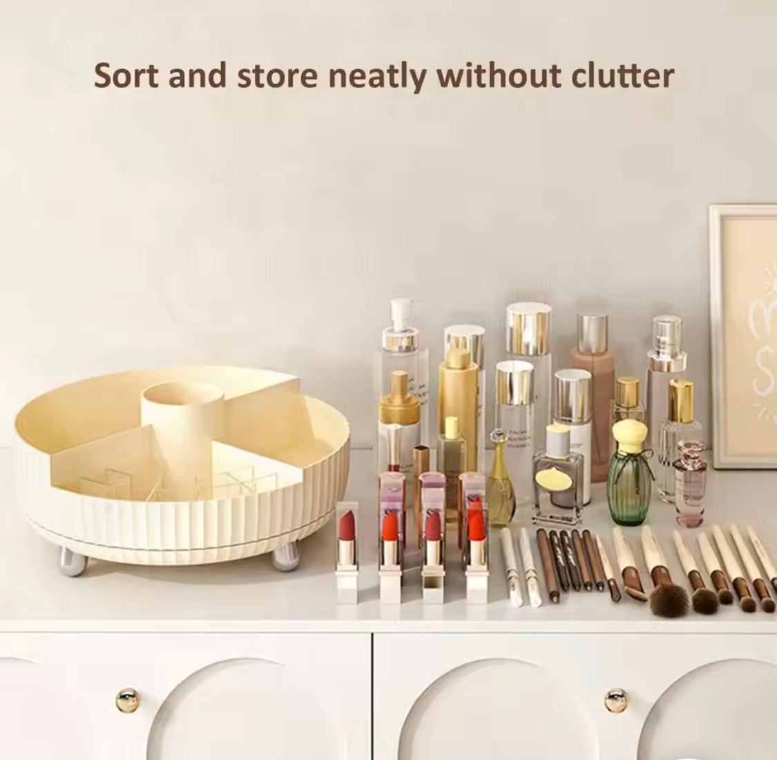 360° Rotating Cosmetic Organizer Tray – Luxury Makeup Storage - Image 2