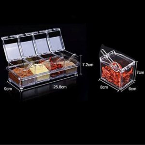 Alternative view of 4pcs Crystal Seasoning Storage Container with Spoon and Clear Seasoning Rack