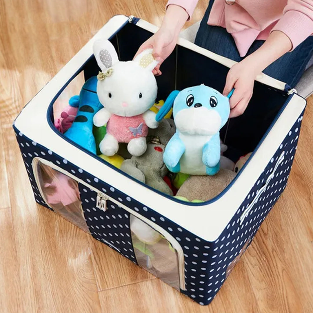66L Foldable Steel Frame Storage Box Organizer – Covered Storage Box - Image 2