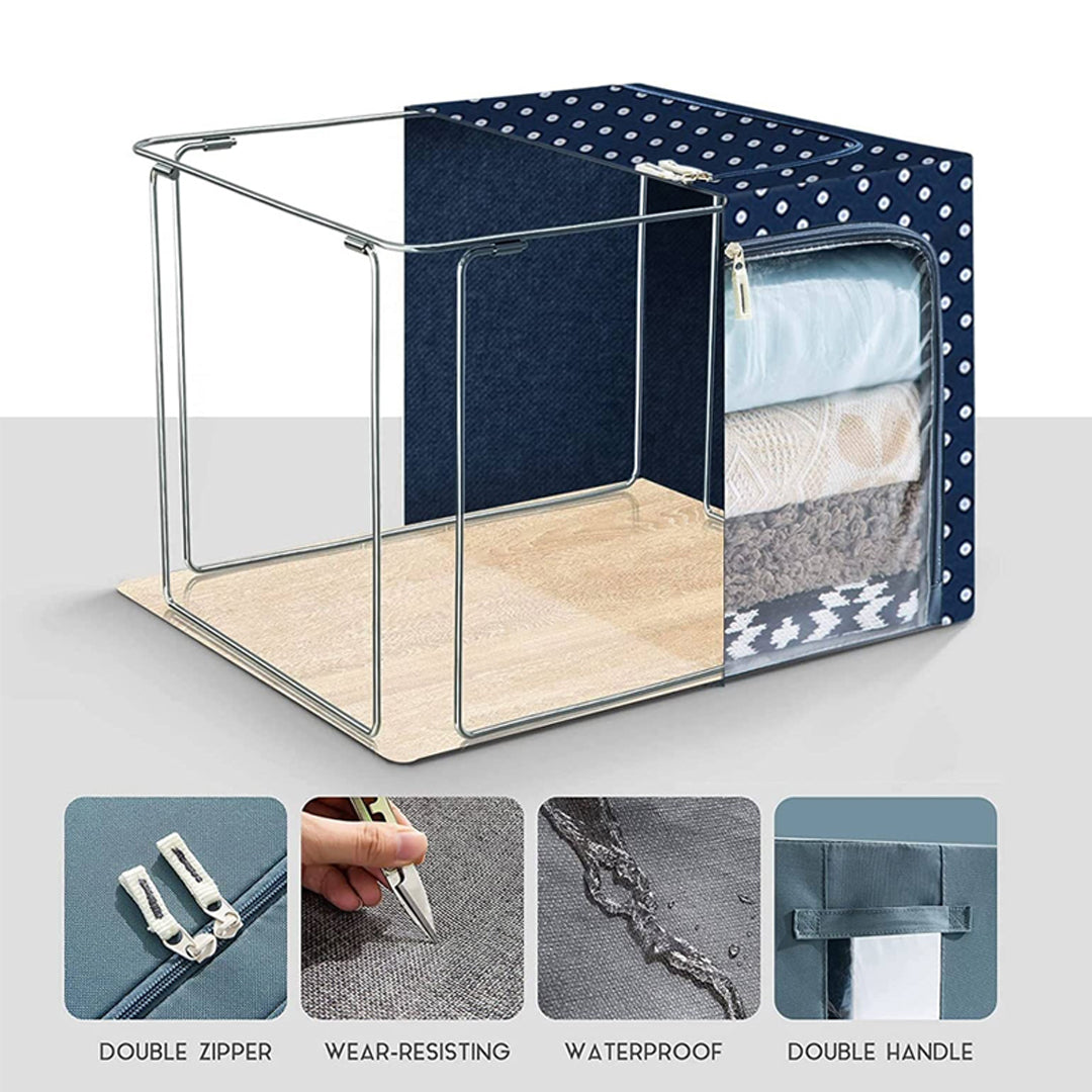 66L Foldable Steel Frame Storage Box Organizer – Covered Storage Box - Image 4