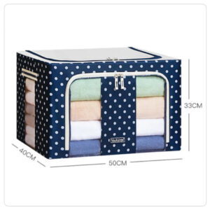 66L foldable covered storage box organizer with steel frame and random print