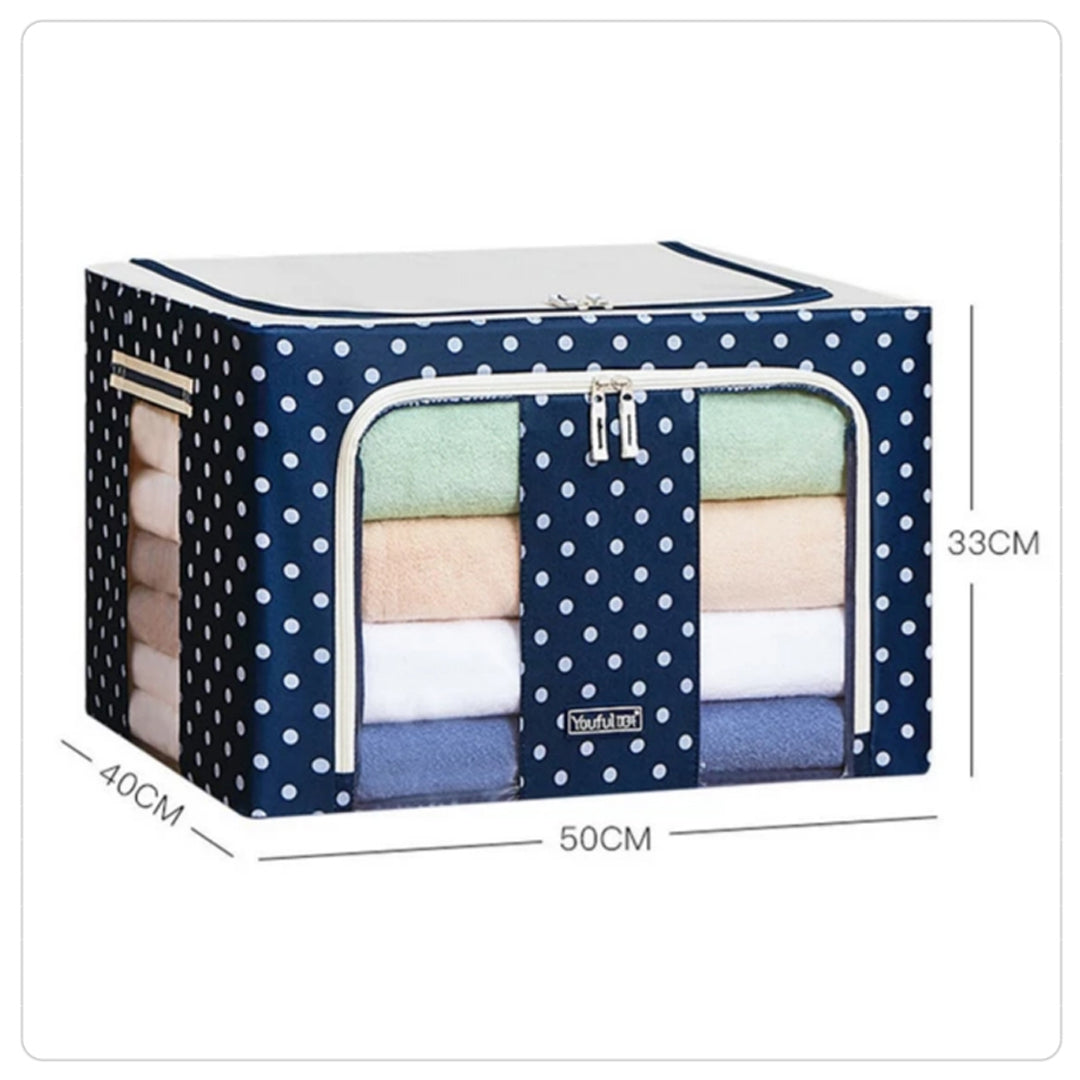 66L foldable covered storage box organizer with steel frame and random print