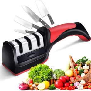 Alternative view of KITCHEN KNIFE SHARPENER 3 STAGE STEEL CERAMIC COATED KITCHEN SHARPENING TOOL HELPS REPAIR AND POLISH BLADES