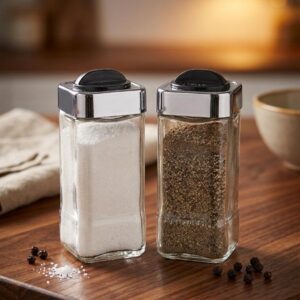 EliteChrome Glass Salt & Pepper Shaker Set