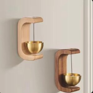 Alternative view of Japanese Aesthetic Wooden Door Bell – Soft Brass Chime