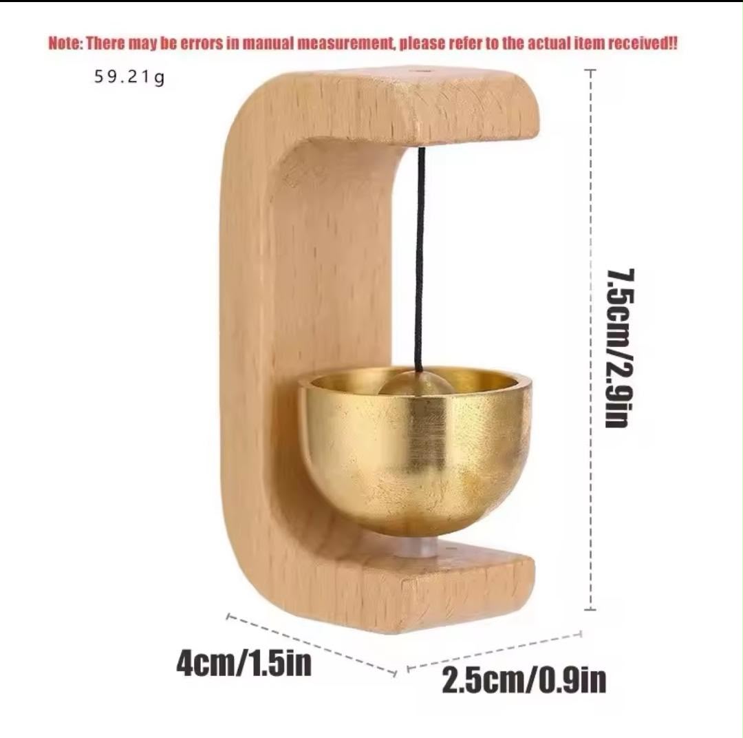 Japanese Aesthetic Wooden Door Bell – Soft Brass Chime - Image 4