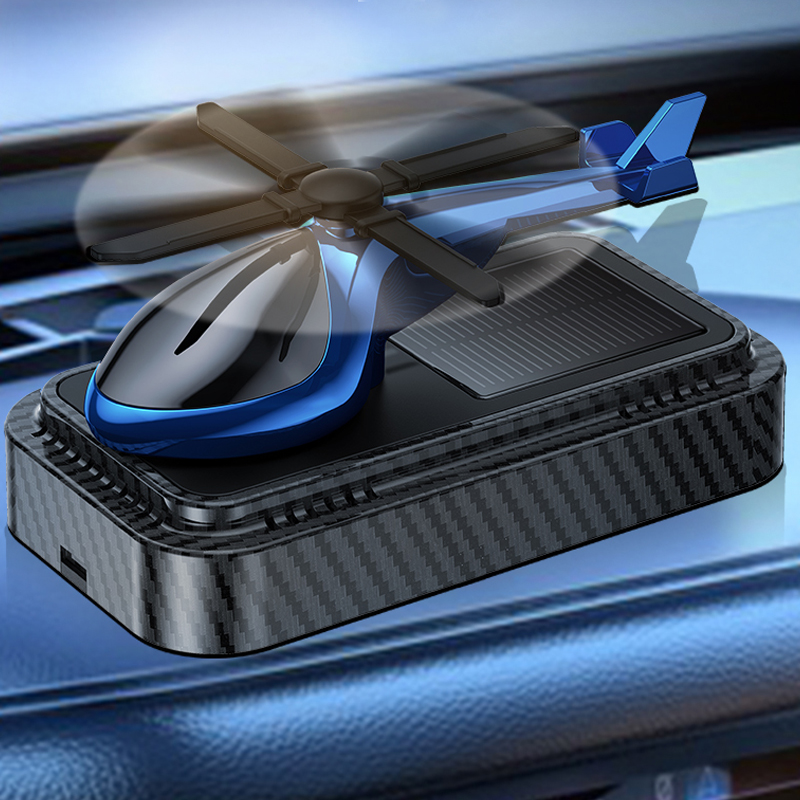 Solar Power Helicopter Car Air Freshener – Decorative Dashboard Perfume Diffuser - Image 2