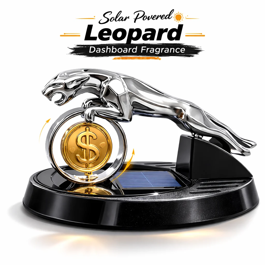 Solar Powered Leopard Car Dashboard Fragrance