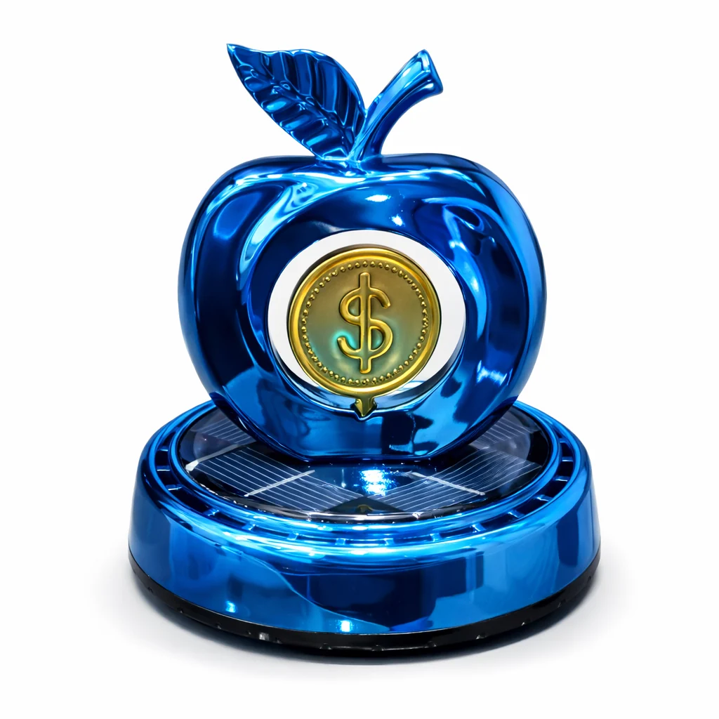 Solar Powered Rotating Apple Dashboard Ornament | Car Decor - Image 2