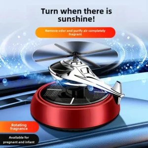 Alternative view of Solar-Powered Rotating Helicopter Car Air Freshener – Aluminum & Glass Dashboard Perfume Diffuser