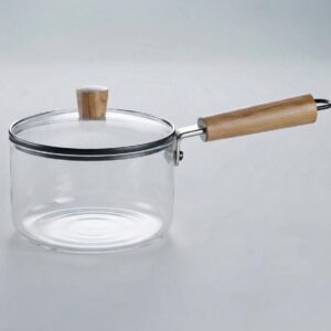 Alternative view of Premium Glass Saucepan with Wooden Handle & Lid