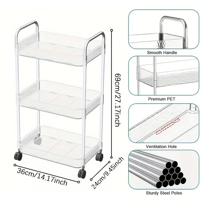 Premium Acrylic Luxury Trolley – Stylish Multipurpose Storage Organizer - Image 6