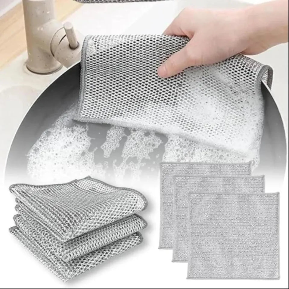 Pack of 10 Kitchen Steel Mesh Wire DisWasher Cleaning Cloth Piece - Image 4