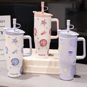 Alternative view of Cute Heart Pearl Stainless Steel Tumbler 1200ml – Reusable Travel Cup