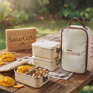 3in1 Portable Stainless Steel Lunch Box with Insulated Bag Rectangle