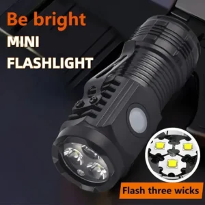 Alternative view of Mini Portable LED Flashlight – Three-Eyed Rechargeable Outdoor Torch