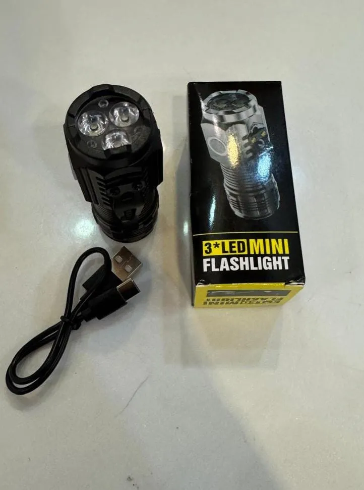 Mini Portable Outdoor LED Flashlight with Three-Eyed LED Design